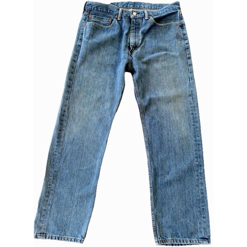 Levi's 505 Regular Fit Straight Leg Dad Jeans Mens 36x32 Great Fade Stretch